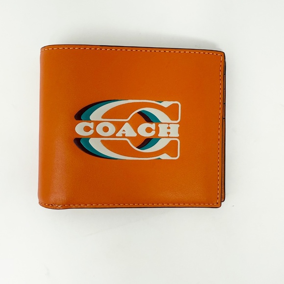 Coach CH084 3 In 1 Wallet Coach Stamp Mens Refined Calf Leather orange - Picture 2 of 8